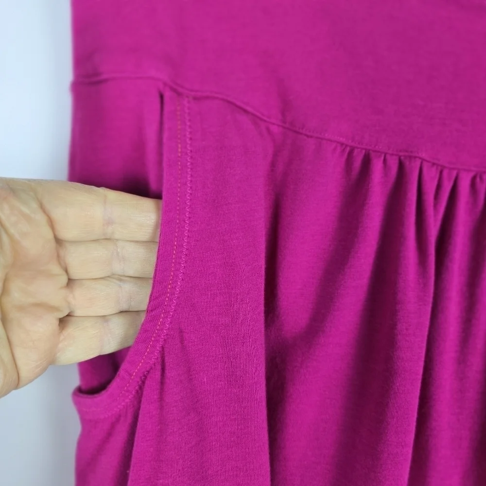 Title Nine Women's Fuschia Embroidered Bottom Skirt Gathered Waist SizeM Flouncy
